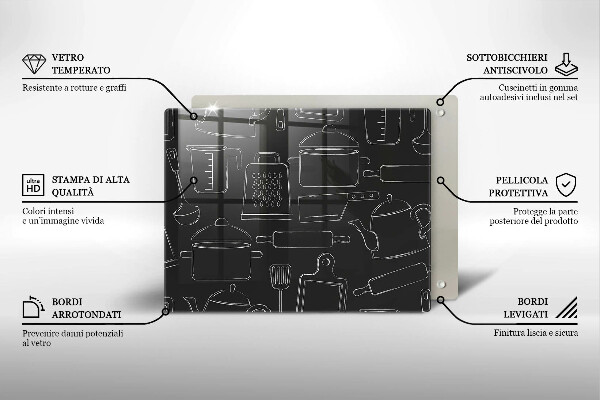 Steklena podloga za rezanje Risani kuhinjski dodatki