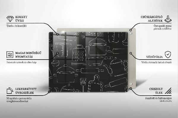 Steklena podloga za rezanje Risani kuhinjski dodatki