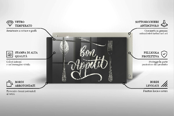 Steklena podloga za rezanje Bon Appetit