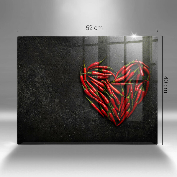 Steklena podloga za rezanje Srce iz čilija