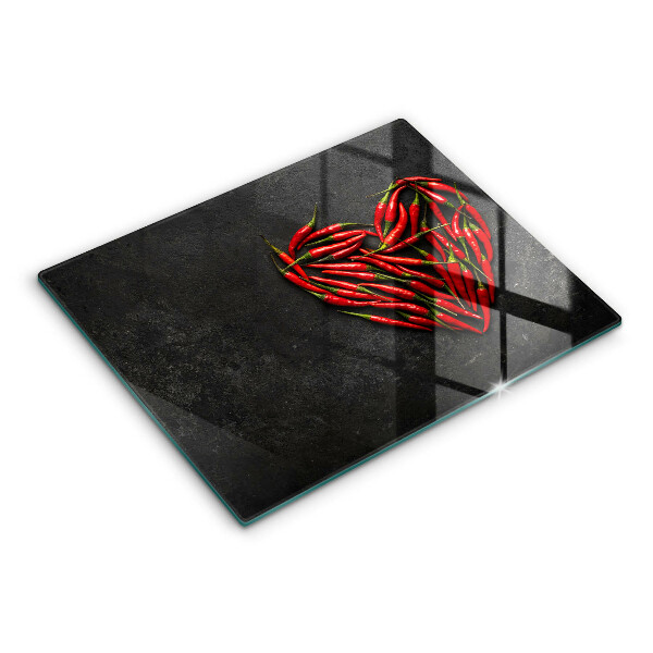 Steklena podloga za rezanje Srce iz čilija