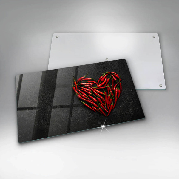 Steklena podloga za rezanje Srce iz čilija