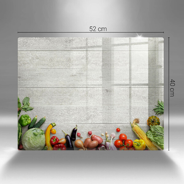 Steklena podloga za rezanje Zelenjava na deskah