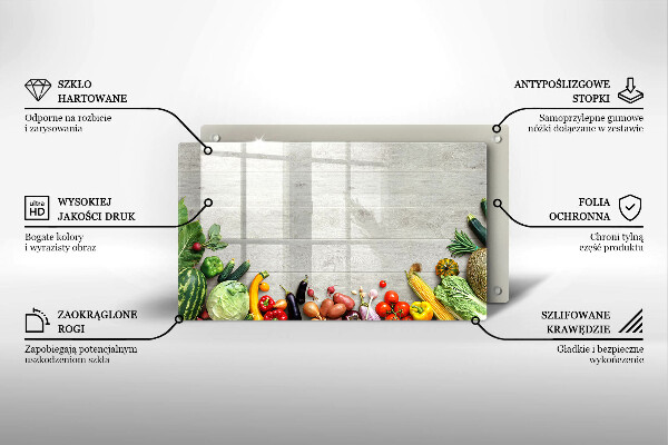 Steklena podloga za rezanje Zelenjava na deskah