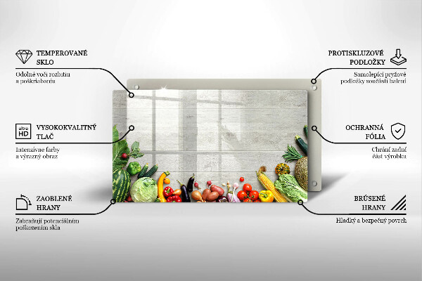 Steklena podloga za rezanje Zelenjava na deskah