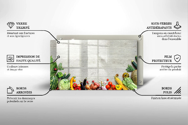 Steklena podloga za rezanje Zelenjava na deskah