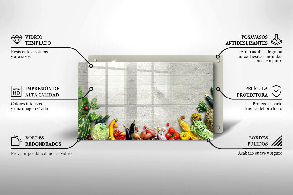 Steklena podloga za rezanje Zelenjava na deskah