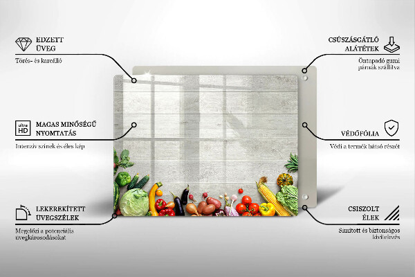 Steklena podloga za rezanje Zelenjava na deskah