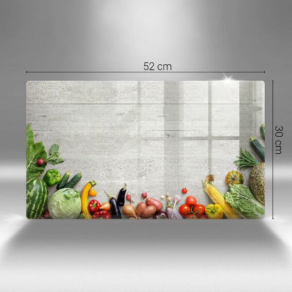 Steklena podloga za rezanje Zelenjava na deskah