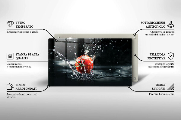 Steklena podloga za rezanje Paradižnik v vodi