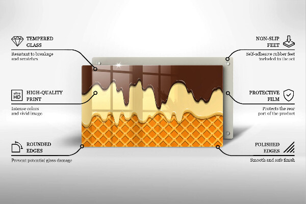 Steklena podloga za rezanje Ilustracija sladoledne kornete