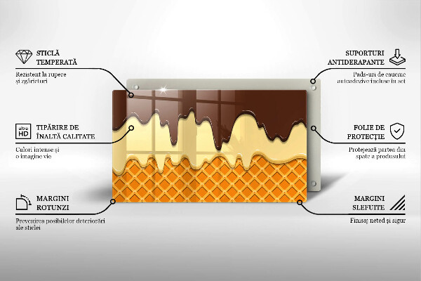 Steklena podloga za rezanje Ilustracija sladoledne kornete
