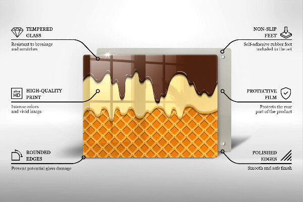 Steklena podloga za rezanje Ilustracija sladoledne kornete