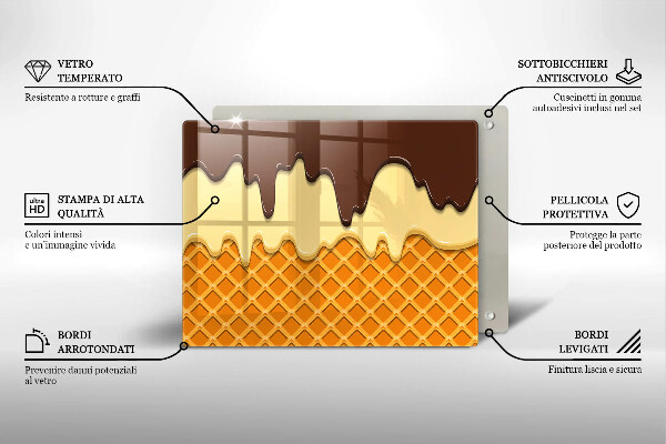 Steklena podloga za rezanje Ilustracija sladoledne kornete