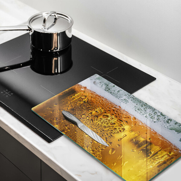 Steklena podloga za rezanje Moker kozarec piva