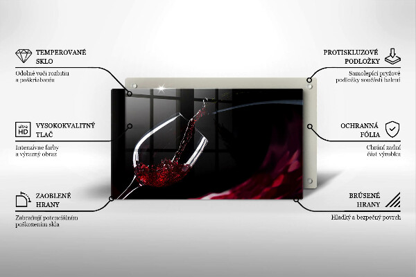 Steklena podloga za rezanje Kozarec rdečega vina