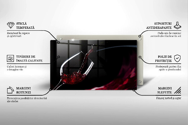 Steklena podloga za rezanje Kozarec rdečega vina