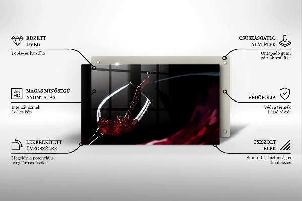 Steklena podloga za rezanje Kozarec rdečega vina