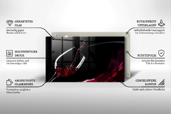 Steklena podloga za rezanje Kozarec rdečega vina