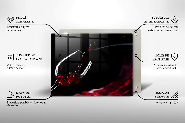 Steklena podloga za rezanje Kozarec rdečega vina