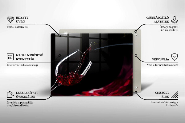 Steklena podloga za rezanje Kozarec rdečega vina