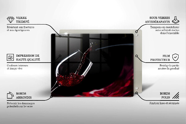 Steklena podloga za rezanje Kozarec rdečega vina