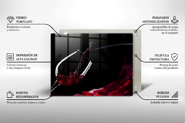 Steklena podloga za rezanje Kozarec rdečega vina