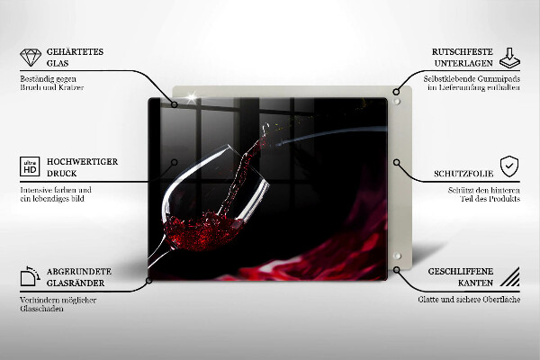 Steklena podloga za rezanje Kozarec rdečega vina