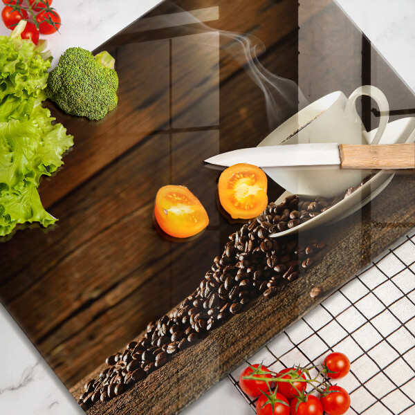 Steklena podloga za rezanje Lesena skodelica za kavo