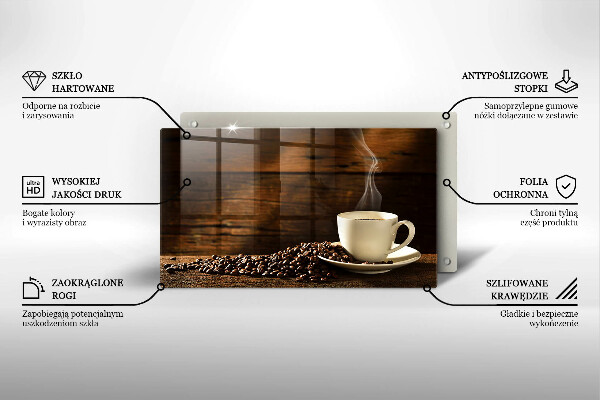 Steklena podloga za rezanje Lesena skodelica za kavo