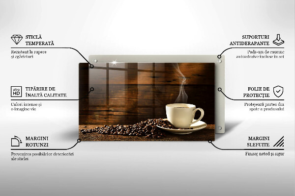 Steklena podloga za rezanje Lesena skodelica za kavo