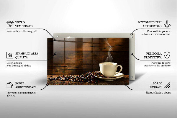 Steklena podloga za rezanje Lesena skodelica za kavo