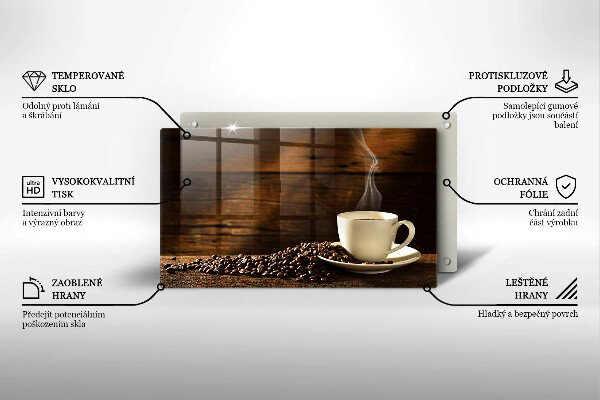 Steklena podloga za rezanje Lesena skodelica za kavo