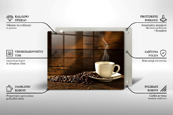 Steklena podloga za rezanje Lesena skodelica za kavo