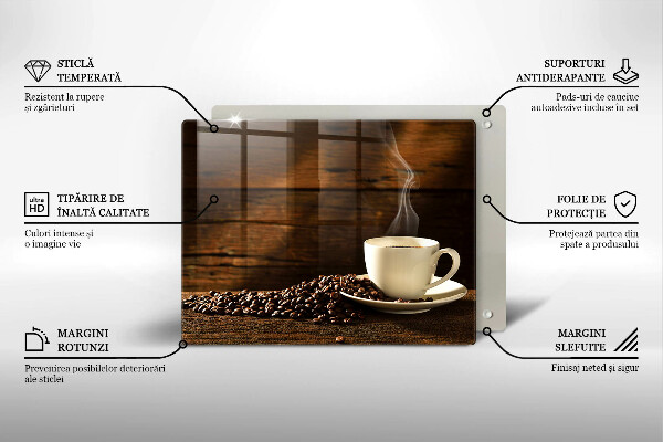 Steklena podloga za rezanje Lesena skodelica za kavo