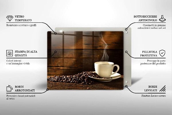 Steklena podloga za rezanje Lesena skodelica za kavo