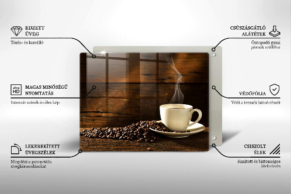 Steklena podloga za rezanje Lesena skodelica za kavo