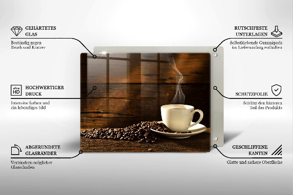 Steklena podloga za rezanje Lesena skodelica za kavo
