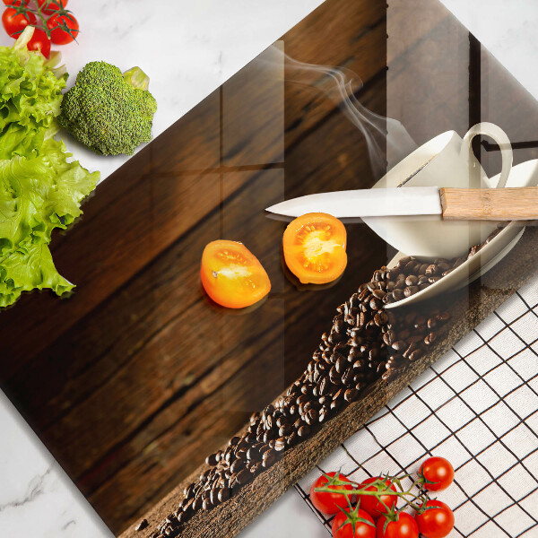 Steklena podloga za rezanje Lesena skodelica za kavo