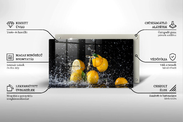 Steklena podloga za rezanje Sočno sadje limone