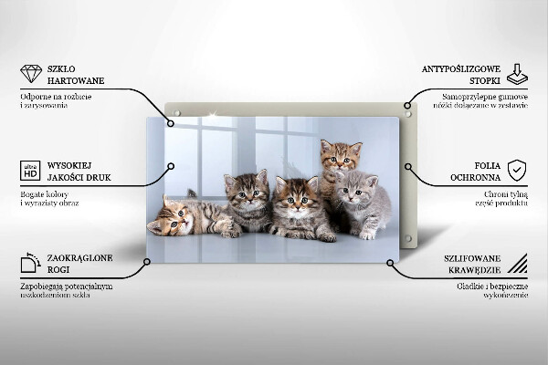 Steklena podloga za rezanje Sladki mali mucki