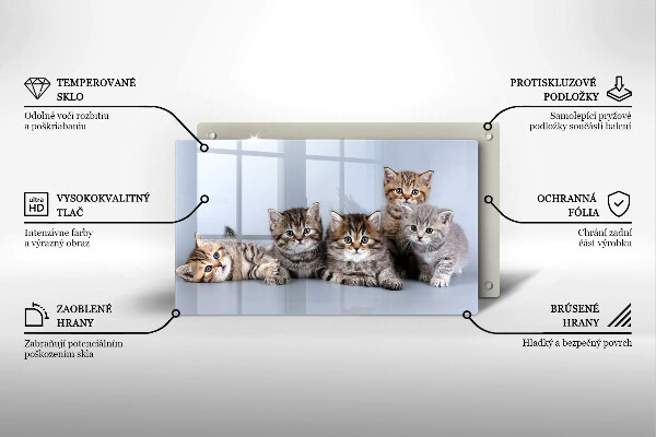 Steklena podloga za rezanje Sladki mali mucki