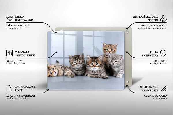Steklena podloga za rezanje Sladki mali mucki