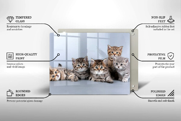 Steklena podloga za rezanje Sladki mali mucki