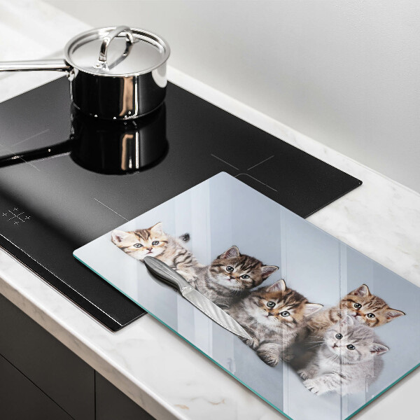 Steklena podloga za rezanje Sladki mali mucki