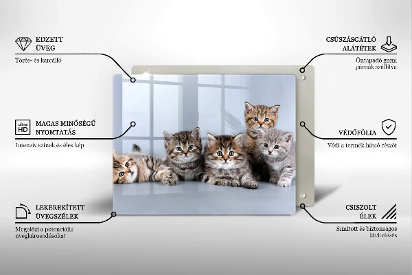 Steklena podloga za rezanje Sladki mali mucki