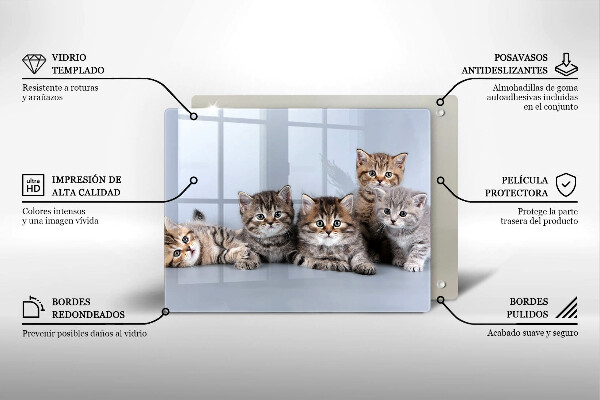 Steklena podloga za rezanje Sladki mali mucki