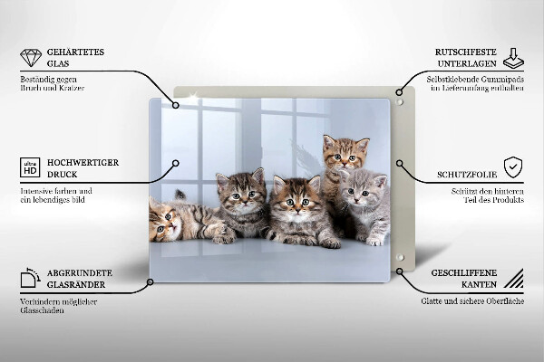 Steklena podloga za rezanje Sladki mali mucki