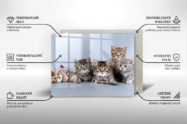 Steklena podloga za rezanje Sladki mali mucki