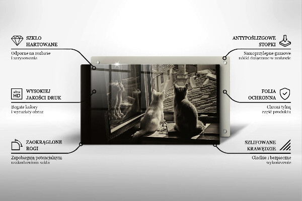 Steklena podloga za rezanje Mačje mesto in okno